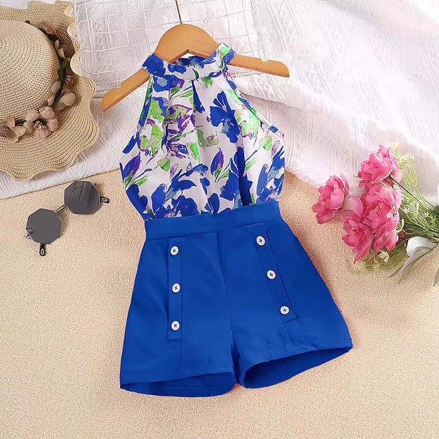 Conjunto Florência Encanto Casual 🌿✨ – Top Halter Fresh ☀️ e Shorts de Alfaiataria Trendy 🔥