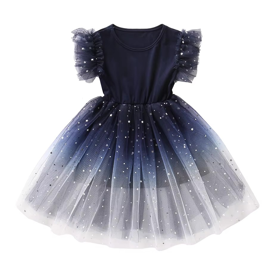 Vestido Hianna Universo Encantado – Saia Volumosa, Tule Estrelado & Charme Fashionista