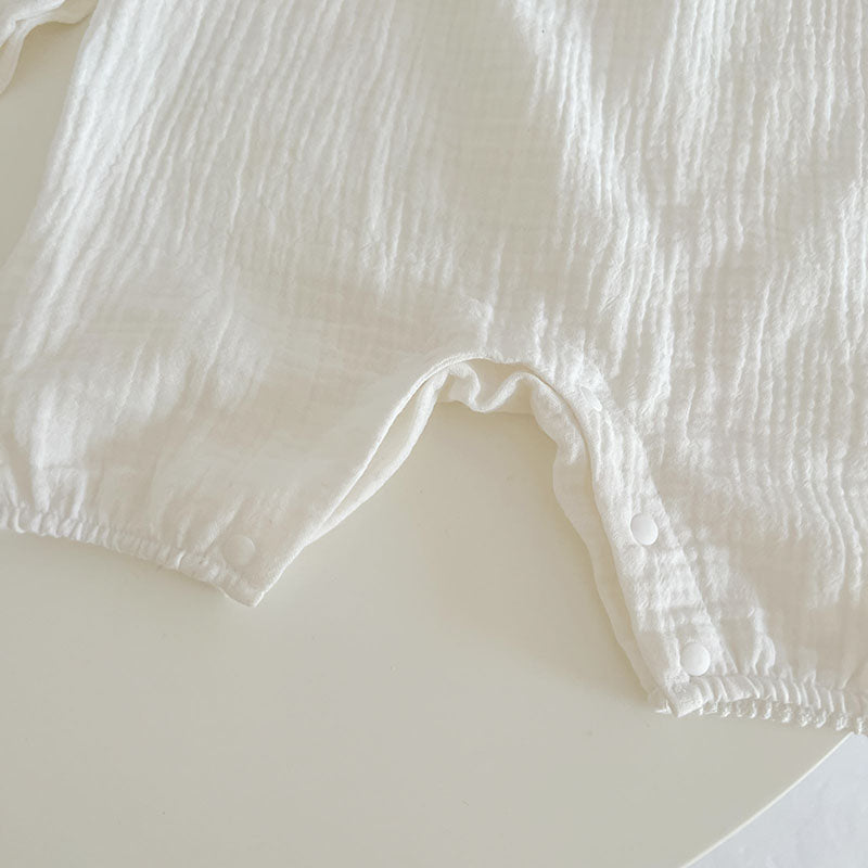 Romper Sonho de Ninar Teddy Bear 💖🧸: Musseline Super Macia com Patch de Ursinho e Chapéu de Sol Delicado 🌿🕊️