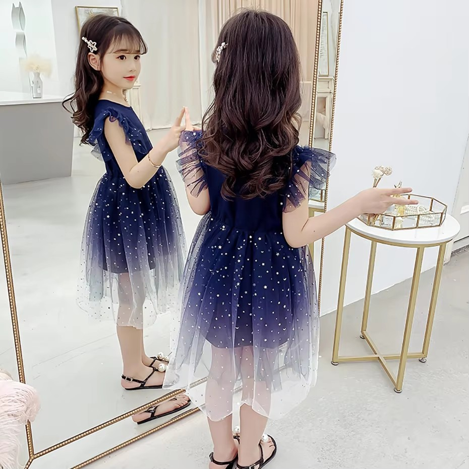 Vestido Hianna Universo Encantado – Saia Volumosa, Tule Estrelado & Charme Fashionista