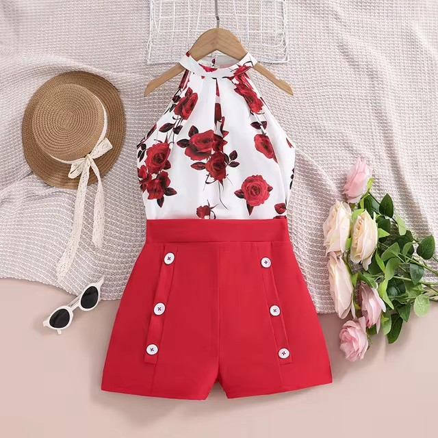 Conjunto Florência Encanto Casual 🌿✨ – Top Halter Fresh ☀️ e Shorts de Alfaiataria Trendy 🔥