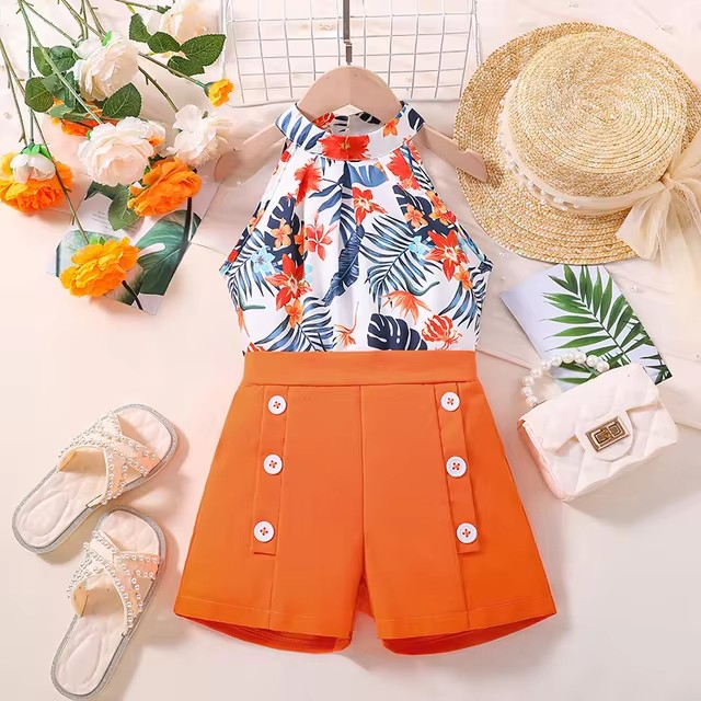 Conjunto Florência Encanto Casual 🌿✨ – Top Halter Fresh ☀️ e Shorts de Alfaiataria Trendy 🔥
