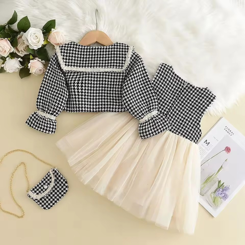 Conjunto Gabriela Preppy Vibes 🎓🌟 - Estampa Xadrez e Aconchego 🔥 para as Mini It-Girls 🎀👑