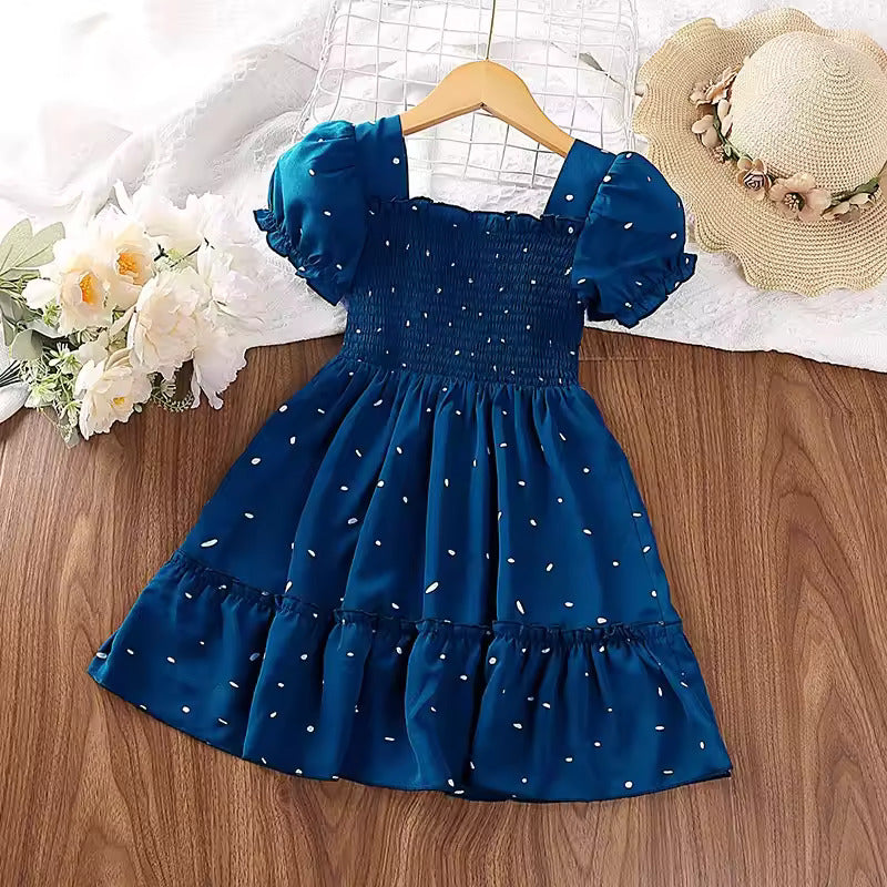 Vestido Ema Verão ☀️👗 – Manga Puff ✨ Detalhes Pregueados 💎 para Princesas 👑 Elegantes 💖