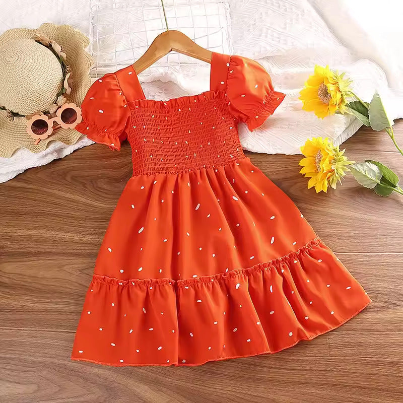 Vestido Ema Verão ☀️👗 – Manga Puff ✨ Detalhes Pregueados 💎 para Princesas 👑 Elegantes 💖