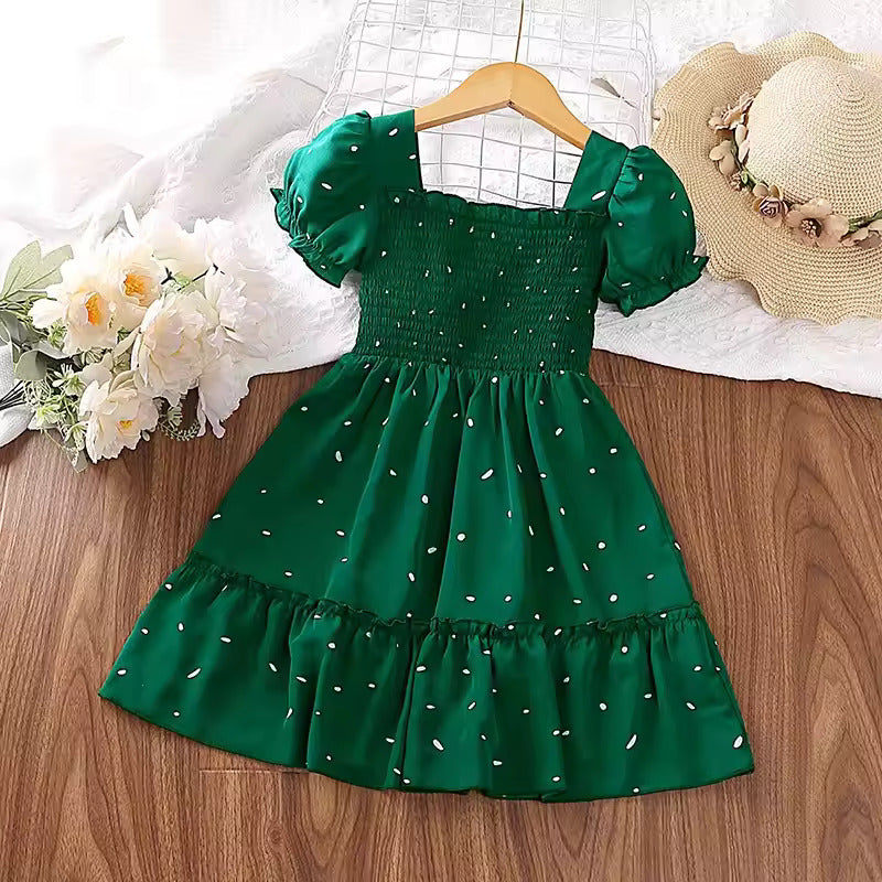 Vestido Ema Verão ☀️👗 – Manga Puff ✨ Detalhes Pregueados 💎 para Princesas 👑 Elegantes 💖