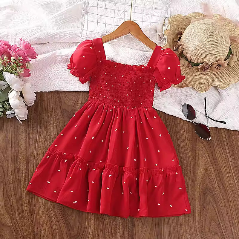 Vestido Ema Verão ☀️👗 – Manga Puff ✨ Detalhes Pregueados 💎 para Princesas 👑 Elegantes 💖