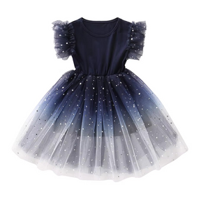 Vestido Hianna Universo Encantado – Saia Volumosa, Tule Estrelado & Charme Fashionista