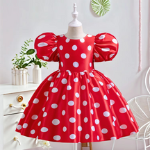 Vestido Minnie Luxo Infantil 🎀👑 – Inspiração Retrô 🕰️, Poá ✨: Must-Have 🔥