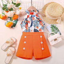 Conjunto Florência Encanto Casual 🌿✨ – Top Halter Fresh ☀️ e Shorts de Alfaiataria Trendy 🔥