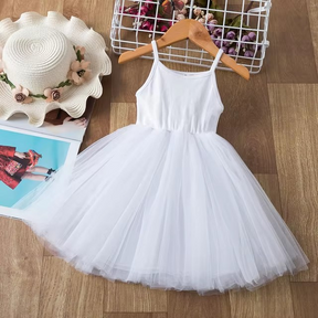 Vestido Samara Bailarina Dos Sonhos 💫🩰 – Nuvens de Tule 🤍👗 e Malha Confortável ✅