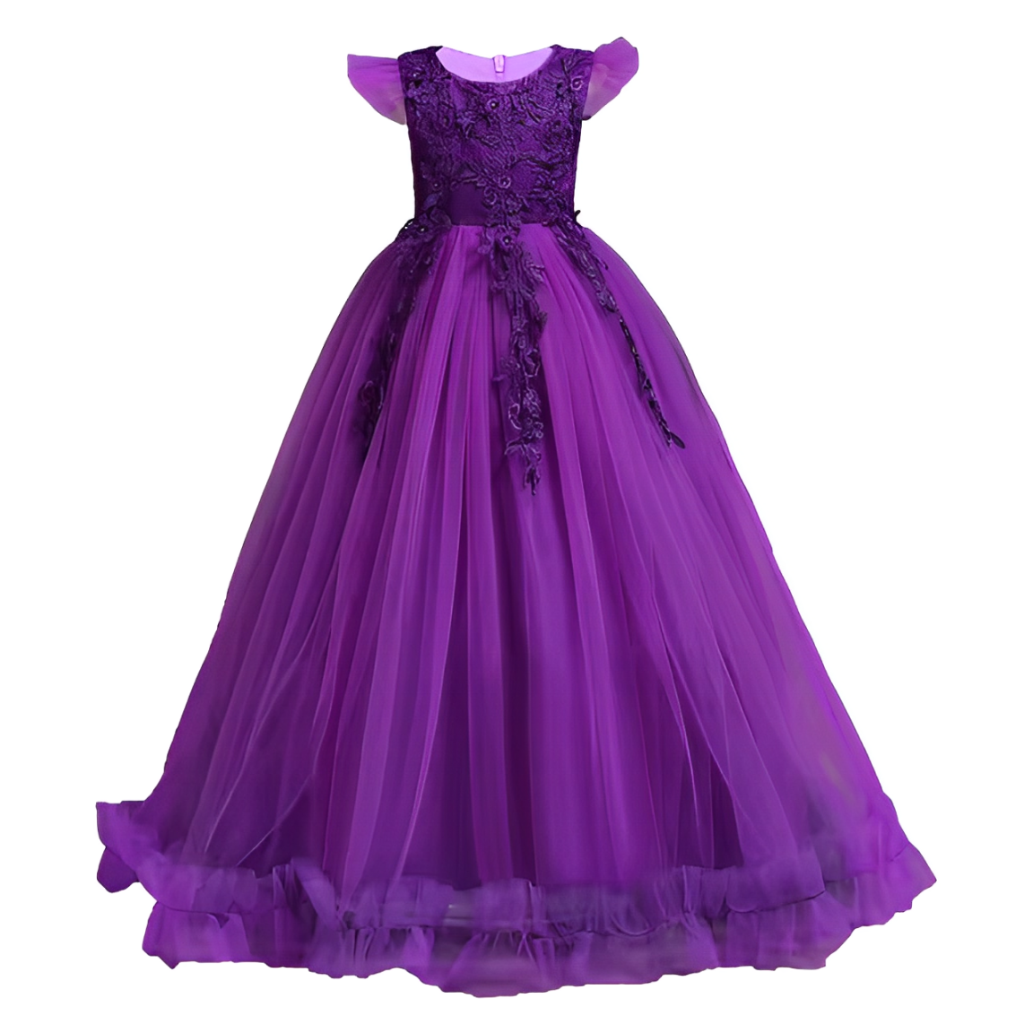Vestido Seraphine Aurora Real ⚜️💎 – Camadas de Tule Princesa 🩰🤍, Apliques Florais 🌺🌿 em Um Sonho de Gala Infantil 🎉👸