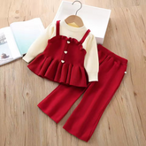 Conjunto Aninha Abraço Quentinho 🥰 – Blusa com Botões de Coração 💘 e Saia Plissada de Algodão Premium 💯
