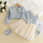 Conjunto Gabriela Preppy Vibes 🎓🌟 - Estampa Xadrez e Aconchego 🔥 para as Mini It-Girls 🎀👑