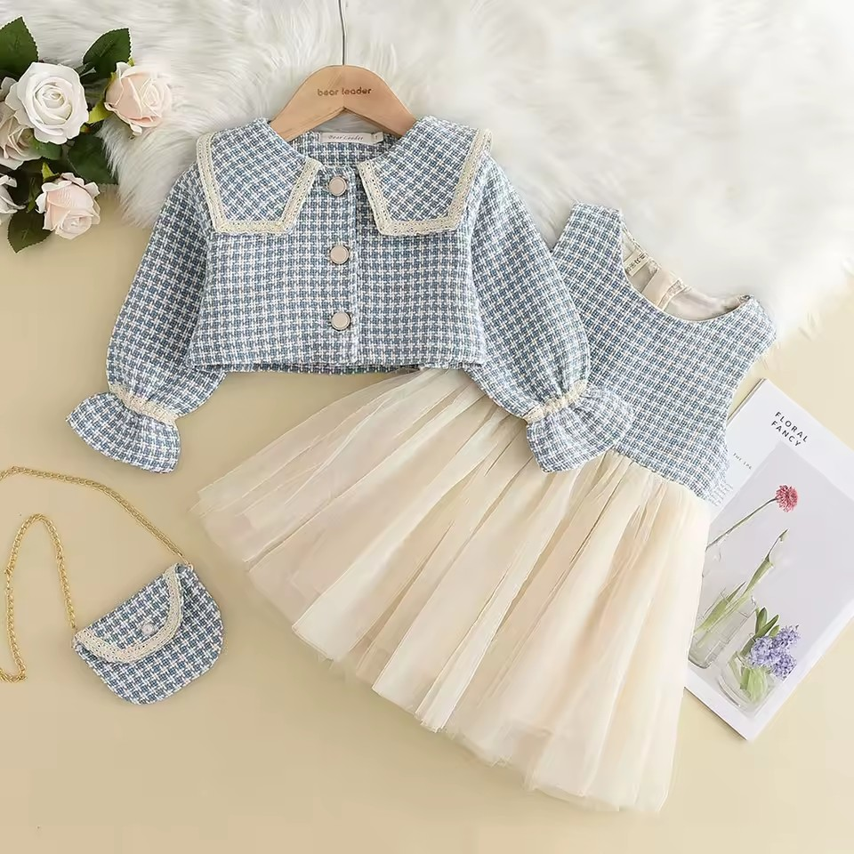 Conjunto Gabriela Preppy Vibes 🎓🌟 - Estampa Xadrez e Aconchego 🔥 para as Mini It-Girls 🎀👑