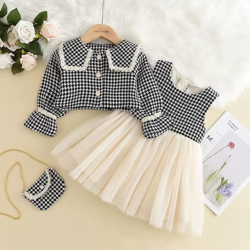 Conjunto Gabriela Preppy Vibes 🎓🌟 - Estampa Xadrez e Aconchego 🔥 para as Mini It-Girls 🎀👑