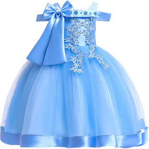 Vestido Eveline Realeza Fashion ⚜️🌟 – Laço Decorativo 🎗️💎 Mangas Românticas 🌸💖